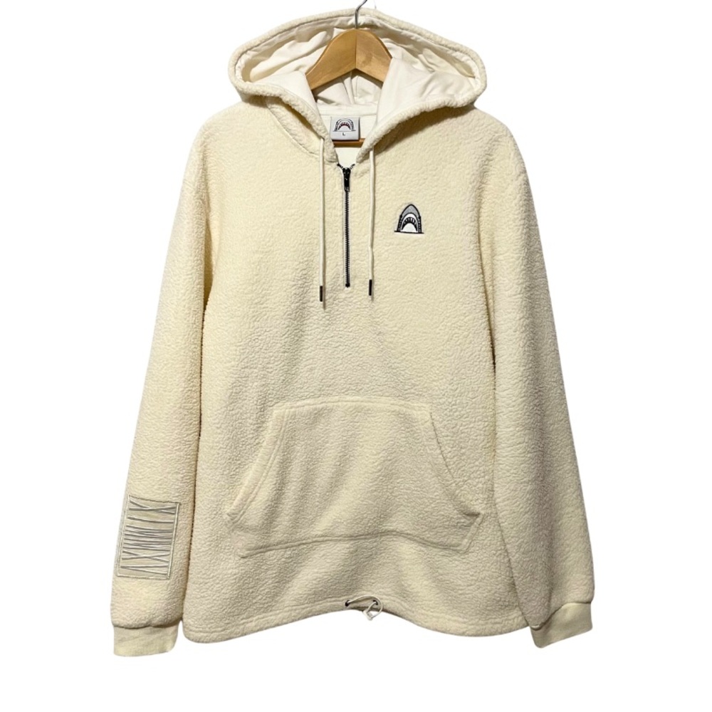 Tiger Shvrk Men's Sherpa Hoodie - Cream White Mens Large